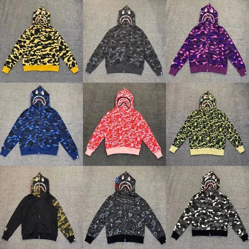 Camouflage Shark Graphic Hood Full-Zip Hoodie